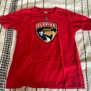Red Florida Panthers NHL shield logo t-shirt